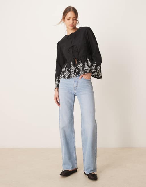 Nobody's Child – Aramis – Bestickte Bluse in Schwarz, 2 von 4