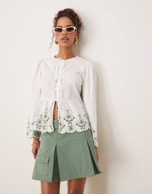 Aramis embroidered blouse in white