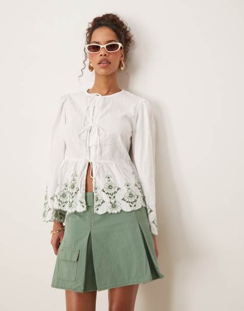 Nobody's Child Aramis embroidered blouse in white