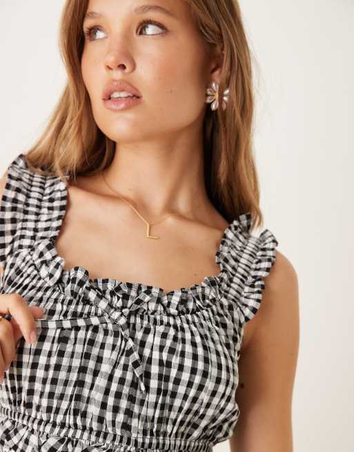 Nobody's Child Aria ruffle playsuit in black gingham, 2 of 4