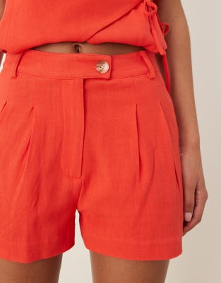 Nobody's Child Asher Tailored Linen Mix Shorts In Orange