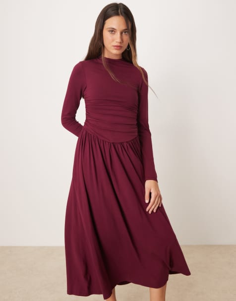 Nobody's Child Aubrey long sleeve maxi dress in plum - view 1