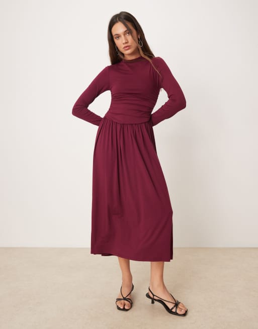 Nobody's Child Aubrey long sleeve maxi dress in plum, 2 of 4