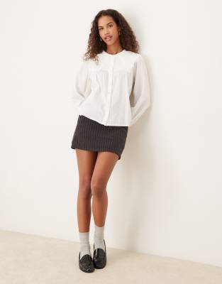 Nobody's Child Augusta Button Up Blouse With Oversized Collar In White