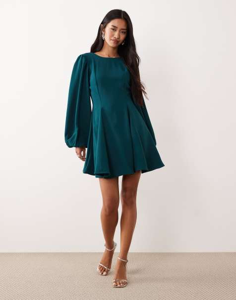 Nobody's Child Ava long sleeve mini dress in teal - view 1