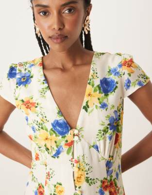 NOBODY'S CHILD AVERY BUTTON DETAIL MIDI DRESS 