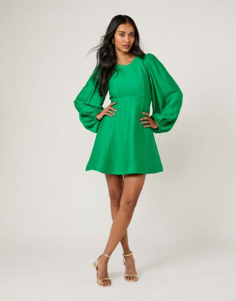 Nobody's Child Balloon sleeve nicki mini dress in green - view 1