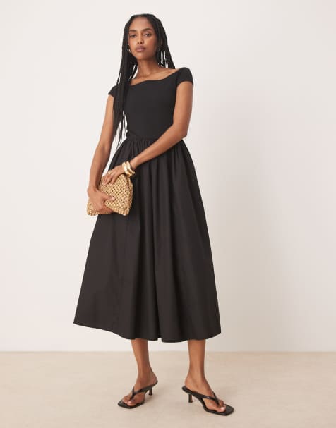 Nobody's Child bardot midi dress in black - view 1
