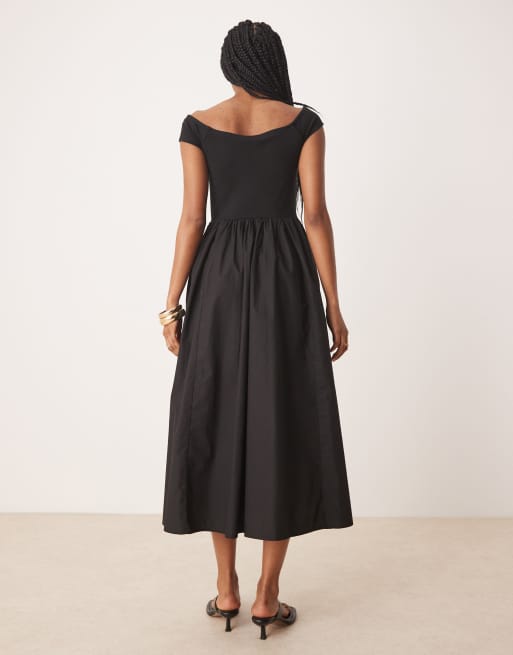 Nobody's Child bardot midi dress in black, 3 of 4