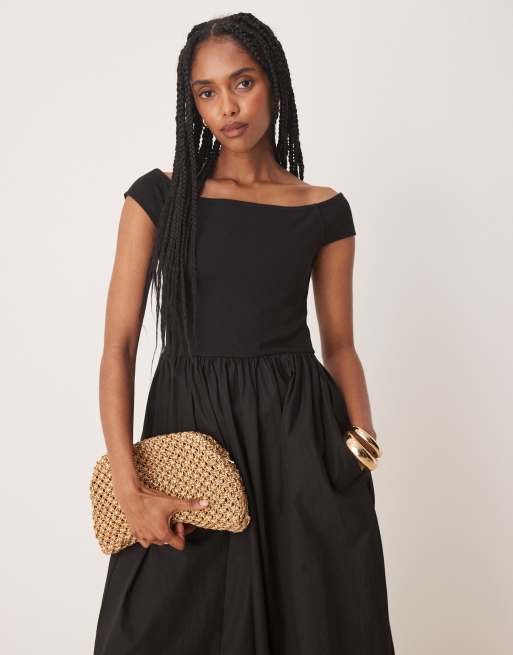 Nobody's Child bardot midi dress in black, 4 of 4