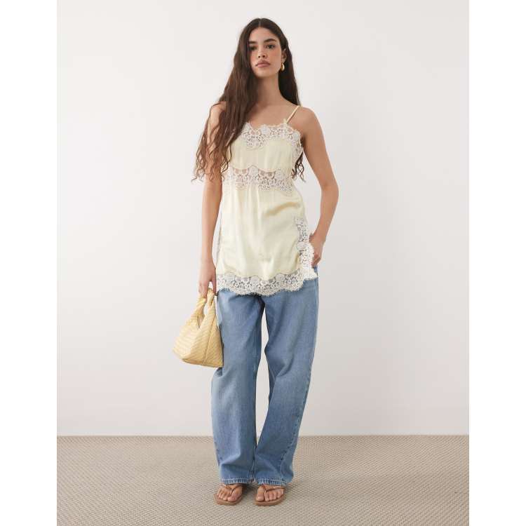 Nobody's Child Bellah matt satin lace detail cami top with