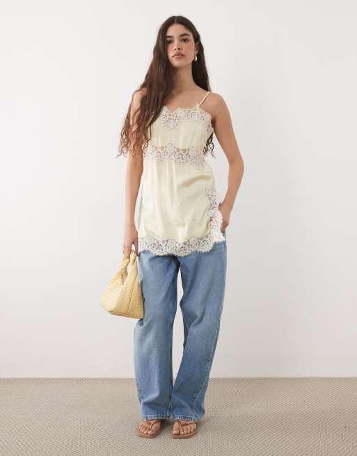 Nobody's Child Bellah matt satin lace detail cami top with