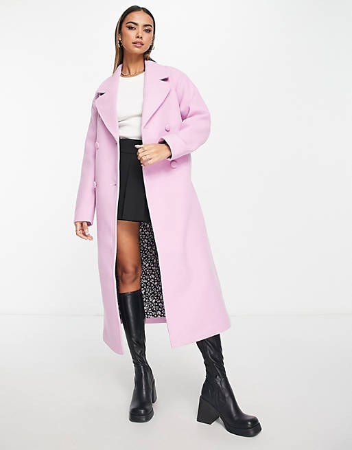 Nobody's Child belted coat in lilac | ASOS