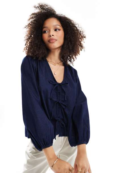 Nobody's Child – Bernadetta – Mörkblå blus i denim - view 1