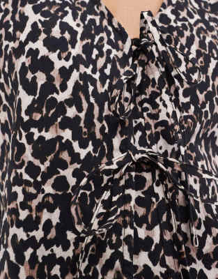 nobody's child bernadetta tie-front top in leopard print