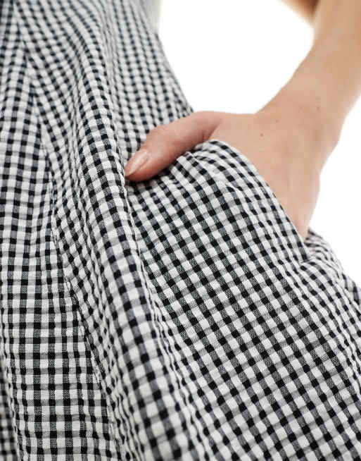 BLACK AND WHITE MICRO CHECK SHIRT IN POPLIN, CHILD