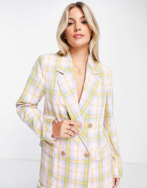 Nobody's Child Beth checked blazer in pink coord