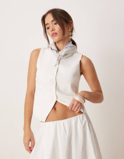 Nobody's Child fine gauge knitted waistcoat in white