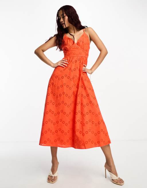 Nobody's Child Billie cotton midi dress in red, 2 of 4