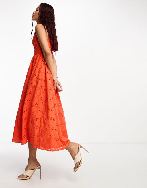 Nobody's Child Billie cotton midi dress in red, 4 of 4