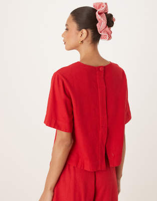 nobody's child billy linen top in red - part of a set