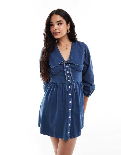 Nobody's Child Birdie denim mini dress in blue