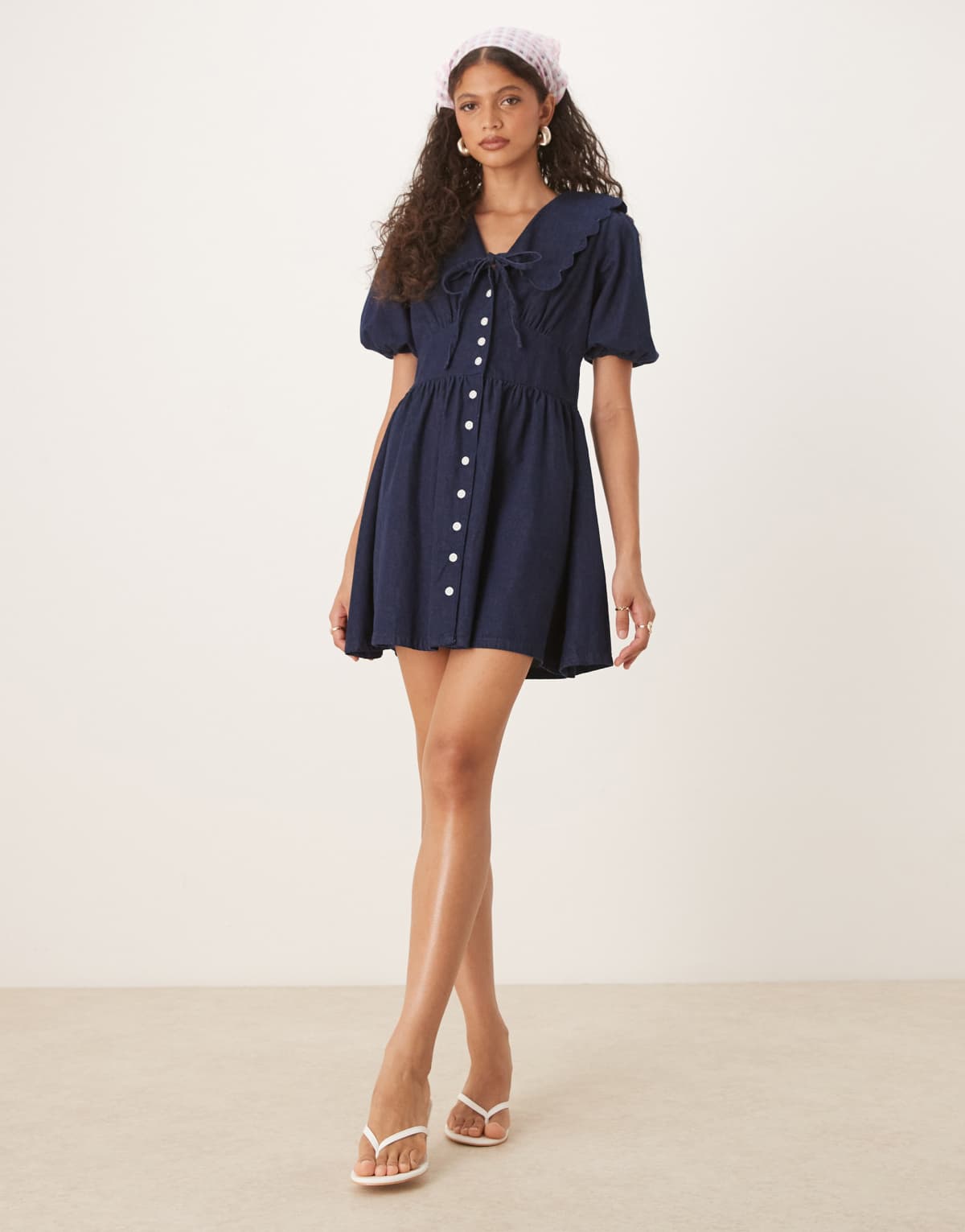 Nobody's Child Birdie denim mini dress in dark blue