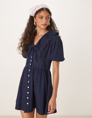 NOBODY'S CHILD BIRDIE DENIM MINI DRESS 