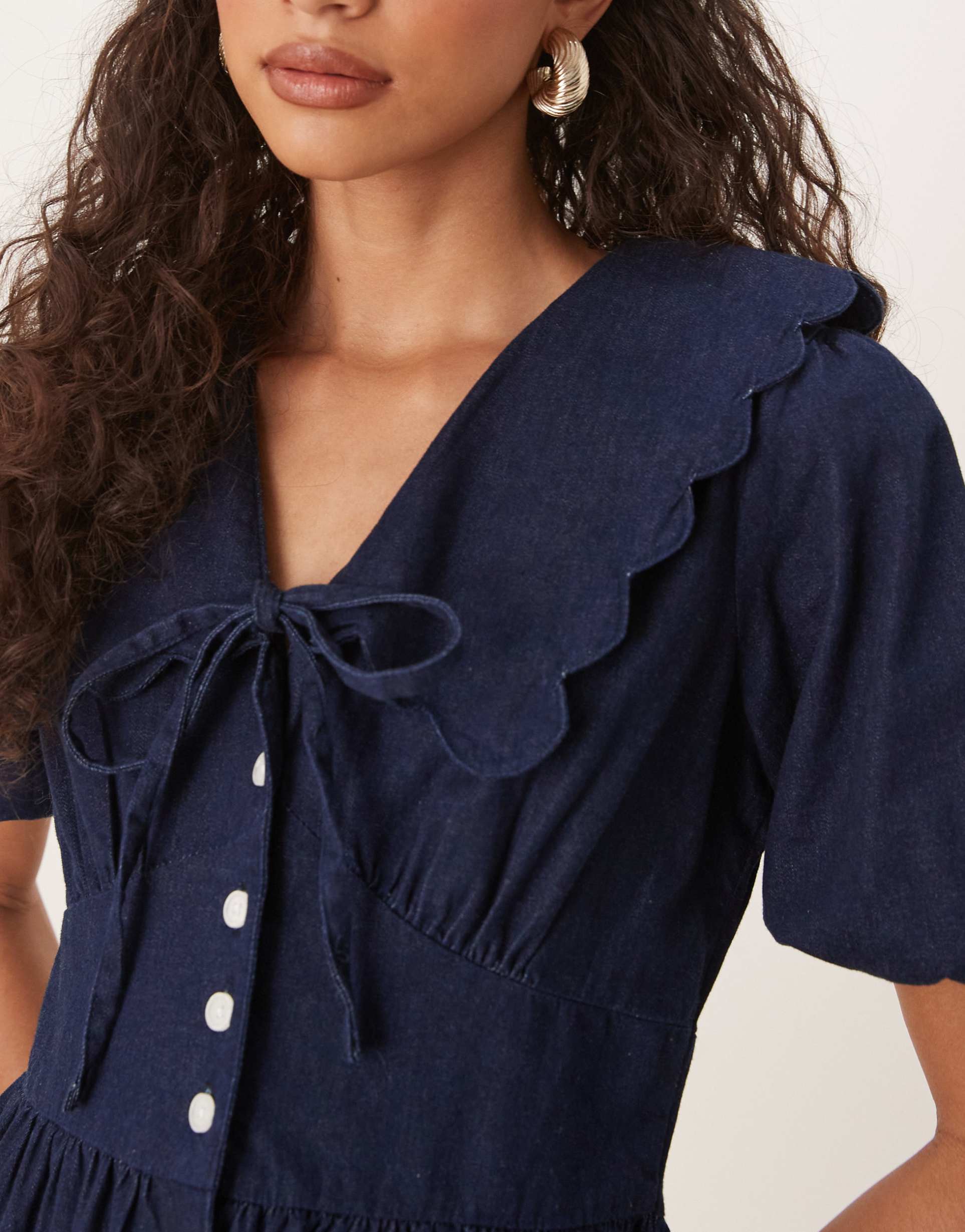 nobody's child birdie denim mini dress in dark blue