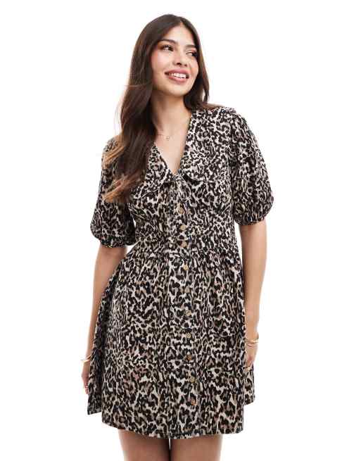 Nobody's Child – Birdie – Leopardmönstrad miniklänning i denim