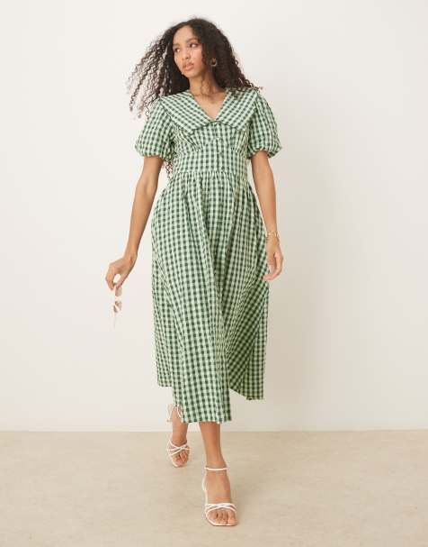 Nobody's Child - Birdie - Robe mi-longue - Vert vichy - view 1