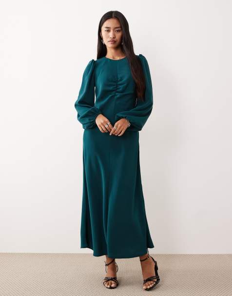 Nobody's Child Blair ruched front midaxi dress in teal - view 1