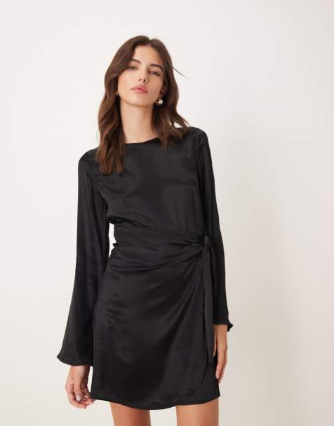 Nobody's Child Blair tie waist detail mini dress in black - view 1