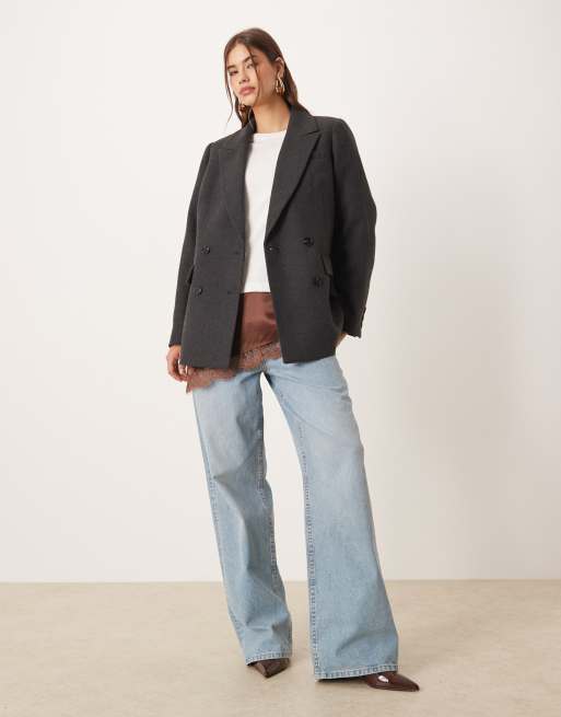 Nobody's Child - Blazer doppiopetto in lana grigio, 3 di 4
