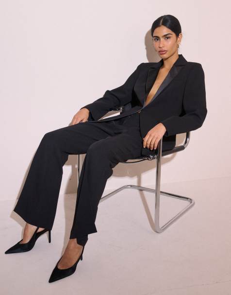Nobody's Child blazer smoking con profili in satin, coordinato, nero - view 1