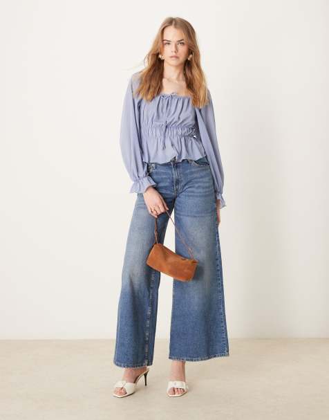 Nobody's Child - Blouse met ballonmouwen en vierkante hals in oud blauw - view 1