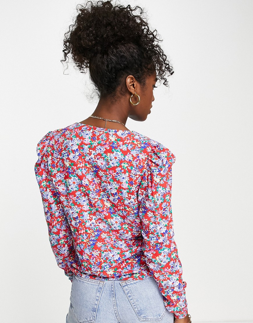 Blusa aderente con bottoni a fiori vivaci-Multicolore - Nobody's Child Camicia donna  - immagine2