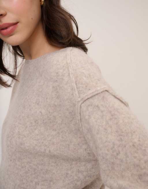Nobody's Child Boat neck knitted jumper in beige, 3 of 5
