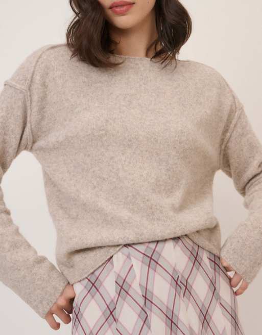 Nobody's Child Boat neck knitted jumper in beige, 5 of 5