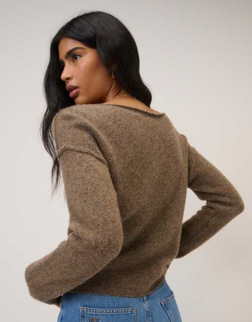 Nobody's Child Boat neck knitted jumper in brown, 2 of 6