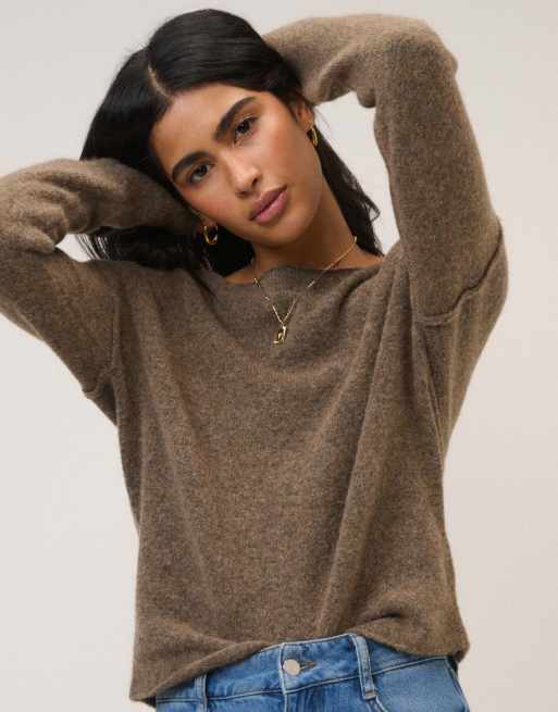 Nobody's Child Boat neck knitted jumper in brown, 5 of 6