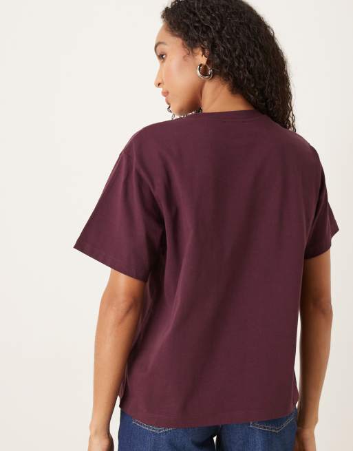 Nobody's Child - Bordeaux T-shirt i firkantet pasform, 4 af 4