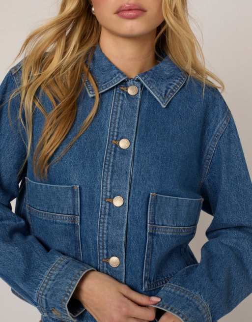 Nobody's Child Boxy cotton denim jacket in blue, 2 of 4