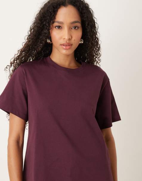 Nobody's Child boxy fit t-shirt in burgundy - view 1