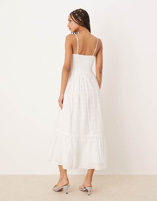 Nobody's Child Briar strappy eyelet midi dress in white, 3 of 4