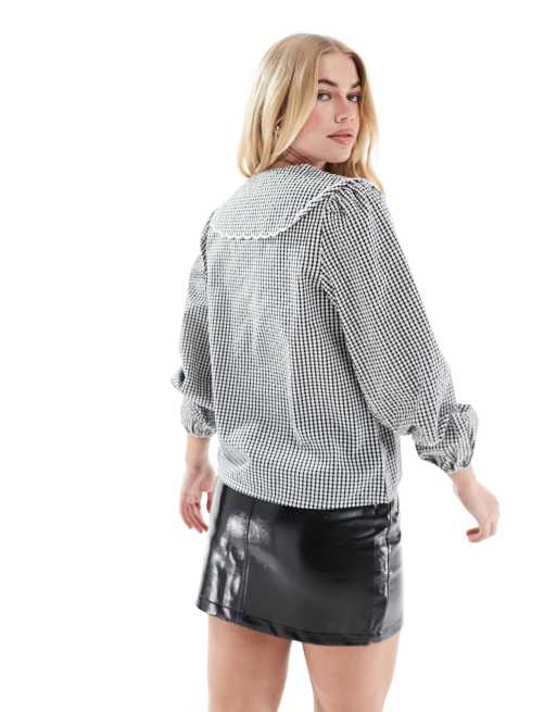 Nobody's Child Bridie blouse in black check, 3 of 4