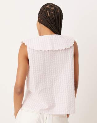 Nobody's Child Bridie collared sleeveless top in lilac gingham