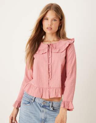 Nobody's Child Britney ruffle collar blouse in dusky pink - view 1