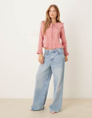 Nobody's Child Britney Ruffle Collar Blouse In Pink