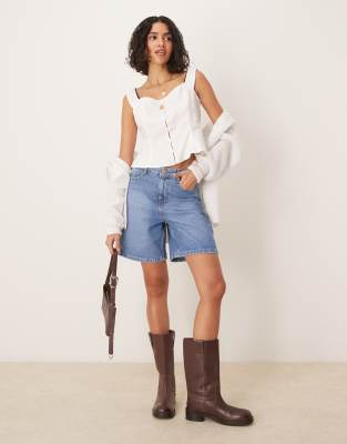 Nobody's Child - Brixton - Jeans-Shorts in mittlerer Waschung mit langem Schnitt-Blau